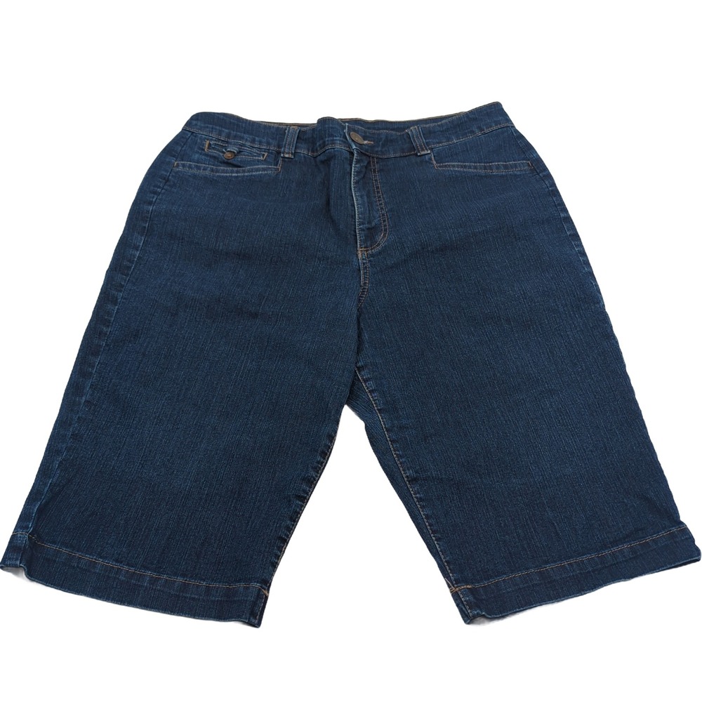 Bandolino Jeans Womens Blue Denim Bermuda Shorts Size 12 Dark Wash Stretch